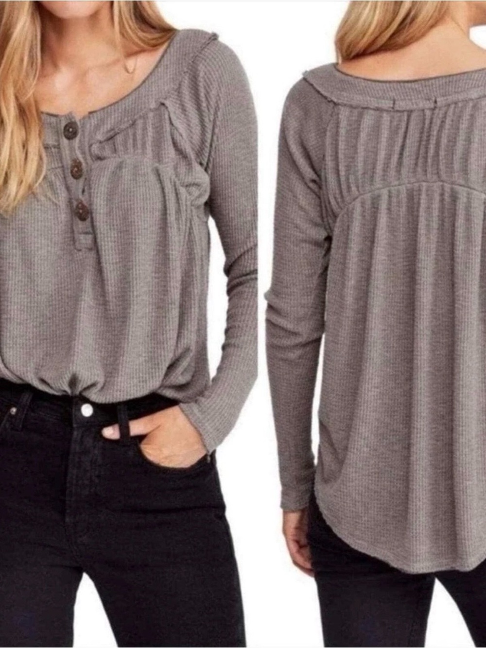 We Henley Top - Gray